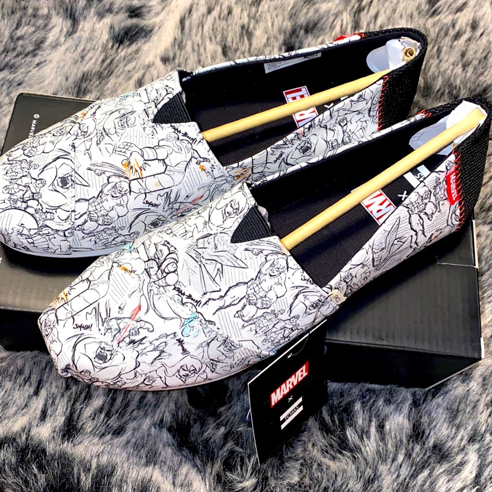Toms Womens Classic Marvel Concept Art Print White